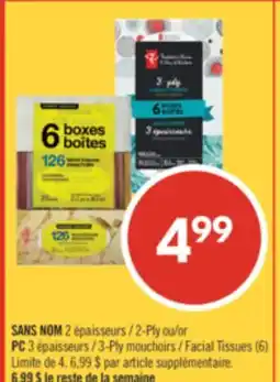 Pharmaprix NO NAME 2-Ply or 3-Ply Facial Tissues (6) offer