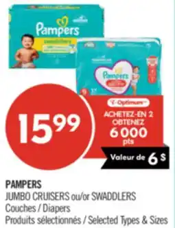 Pharmaprix PAMPERS JUMBO CRUISERS or SWADDLERS Diapers offer