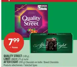 Pharmaprix QUALITY STREET (148 g), LINDT LINDOR (75 g) or AFTER EIGHT (200 g) Boxed Chocolate offer