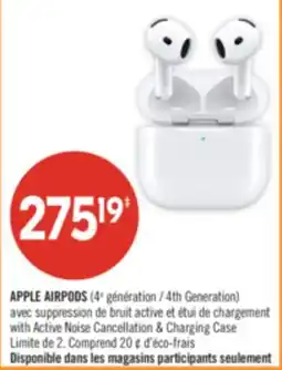 Pharmaprix APPLE AIRPODS (4th Generation) with active Noise Cancellation & Charging Case offer