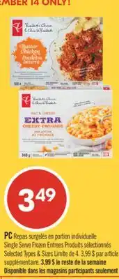 Pharmaprix PC Single Serve Frozen Entrees offer