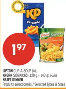 Pharmaprix LIPTON CUP-A-SOUP (4), KNORR SIDEKICKS (120 g - 143 g ) or KRAFT DINNER offer