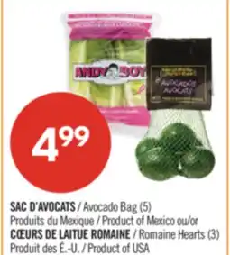 Pharmaprix Avocado Bag (5) or Romaine Hearts (3) offer