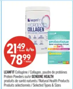 Pharmaprix LEANFIT Protein Powders or GENUINE HEALTH Natural Health Products offer