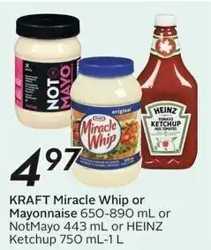 Sobeys Kraft miracle whip or mayonnaise or notmayo or heinz ketchup offer