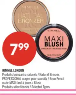 Pharmaprix RIMMEL LONDON Natural Bronzer, PROFESSIONAL Brow Pencil or MAXI Blush offer
