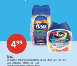 Pharmaprix TUMS Antacid Chewy Bites (28–32) or Tablets (60–100) offer