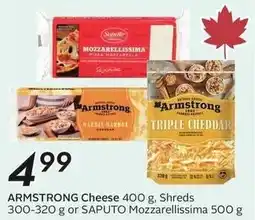 Sobeys Armstrong cheese, shreds or saputo mozzarellissima offer