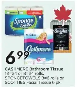 Sobeys Cashmere Bathroom Tissue, Sponge Towels or Scotties Facial Tissue offer