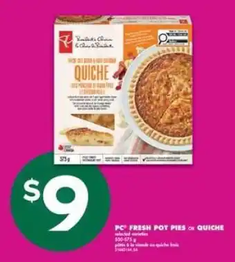 No Frills PC Fresh Pot Pies or Quiche offer