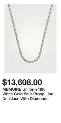 Holt Renfrew MÉMOIRE Uniform 18K White Gold Four-Prong Line Necklace With Diamonds offer