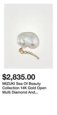 Holt Renfrew MIZUKI Sea Of Beauty Collection 14K Gold Open Multi Diamond And Baroque Pearl Ring offer