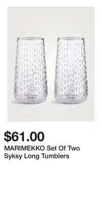 Holt Renfrew MARIMEKKO Set Of Two Syksy Long Tumblers offer