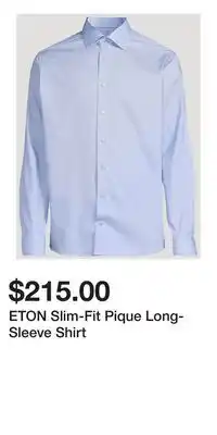 Holt Renfrew ETON Slim-Fit Pique Long-Sleeve Shirt offer