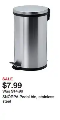 IKEA SNÖRPA Pedal bin, stainless steel offer