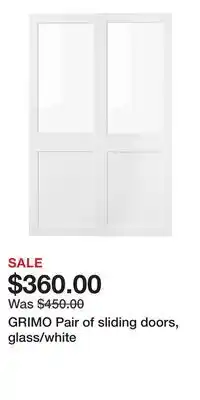 IKEA GRIMO Pair of sliding doors, glass/white offer