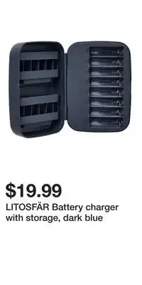 IKEA LITOSFÄR Battery charger with storage, dark blue offer