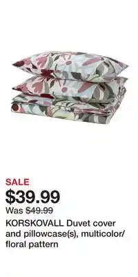 IKEA KORSKOVALL Duvet cover and pillowcase(s), multicolor/floral pattern offer