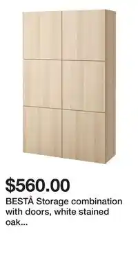 IKEA BESTÅ Storage combination with doors, white stained oak effect/Lappviken white stained oak effec offer