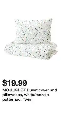 IKEA MÖJLIGHET Duvet cover and pillowcase, white/mosaic patterned, Twin offer