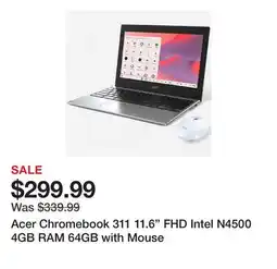 TSC Stores Acer Chromebook 311 11.6 FHD Intel N4500 4GB RAM 64GB with Mouse offer