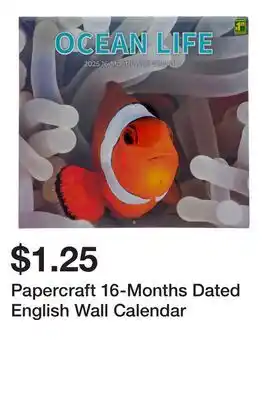 Dollarama Papercraft 16-Months Dated English Wall Calendar offer