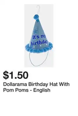 Dollarama Dollarama Birthday Hat With Pom Poms - English offer