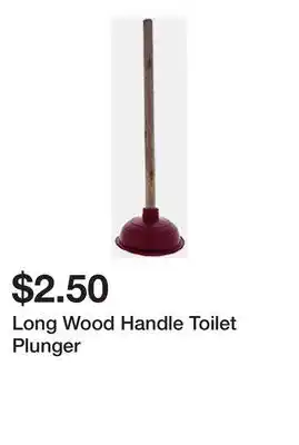 Dollarama Long Wood Handle Toilet Plunger offer