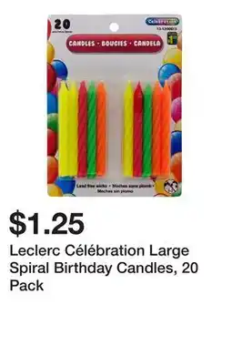 Dollarama Leclerc Célébration Large Spiral Birthday Candles, 20 Pack offer