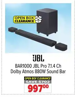 2001 Audio Video BAR1000 JBL Pro 7.1.4 Ch Dolby Atmos 880W Sound Bar offer