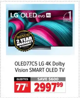 2001 Audio Video OLED77C5 LG 77 4K Dolby Vision SMART OLED TV offer