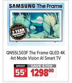 2001 Audio Video Samsung The Frame QLED 4K Art Mode Vision AI Smart TV offer