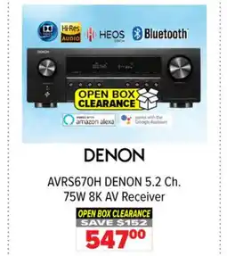 2001 Audio Video AVRS670H DENON 5.2 Ch. 75W 8K AV Receiver offer