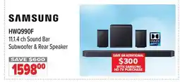 2001 Audio Video HWQ990F SAMSUNG 11.1. 4 ch Sound Bar Subwoofer & Rear Speaker offer