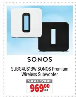 2001 Audio Video SUBG4US1BW SONOS Premium Wireless Subwoofer offer