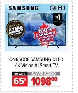 2001 Audio Video QN65Q8F 65 QLED 4K Vision AI Smart TV offer