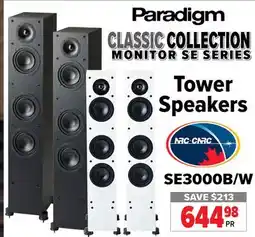 2001 Audio Video SE3000B/W Paradigm Tower Speakers offer