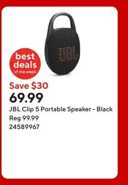 Staples JBL Clip 5 Portable Speaker - Black offer