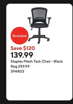 Staples Staples Mesh Task Chair - Black offer