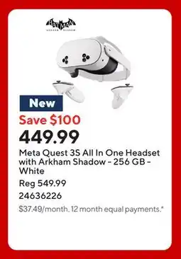 Staples Meta Quest 3S All In One Headset with Arkham Shadow - 256 GB - White offer