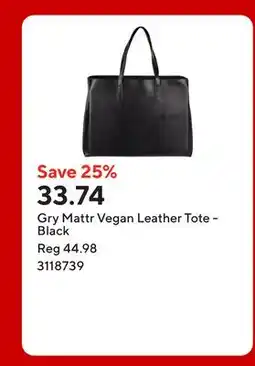 Staples Gry Mattr Vegan Leather Tote - Black offer