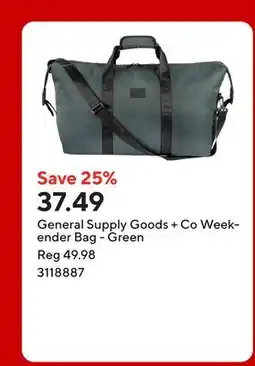 Staples General Supply Goods + Co Weekender Bag - Green offer