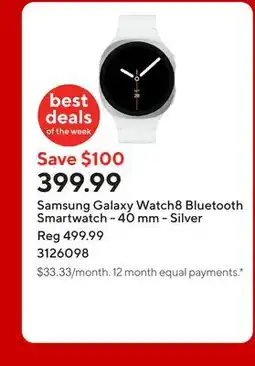 Staples Samsung Galaxy Watch8 Bluetooth Smartwatch - 40 mm - Silver offer