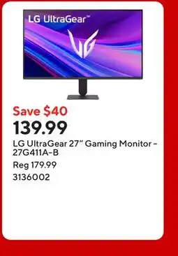 Staples LG UltraGear 27 Gaming Monitor - 27G411A-B offer