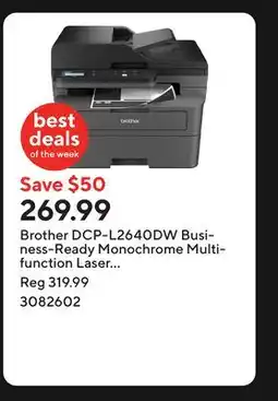 Staples Brother DCP-L2640DW Business-Ready Monochrome Multifunction Laser Printer offer