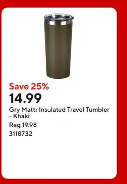Staples Gry Mattr Insulated Travel Tumbler - Khaki offer