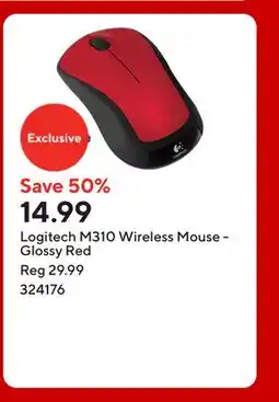 Staples Logitech M310 Wireless Mouse - Glossy Red offer