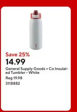 Staples General Supply Goods + Co Insulated Tumbler - White offer
