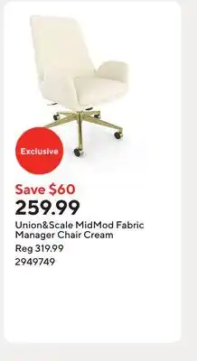 Staples Union&Scale MidMod Fabric Manager Chair Cream offer