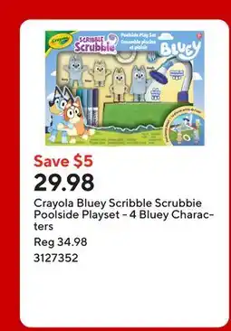 Staples Crayola Bluey Scribble Scrubbie Poolside Playset - 4 Bluey Characters offer